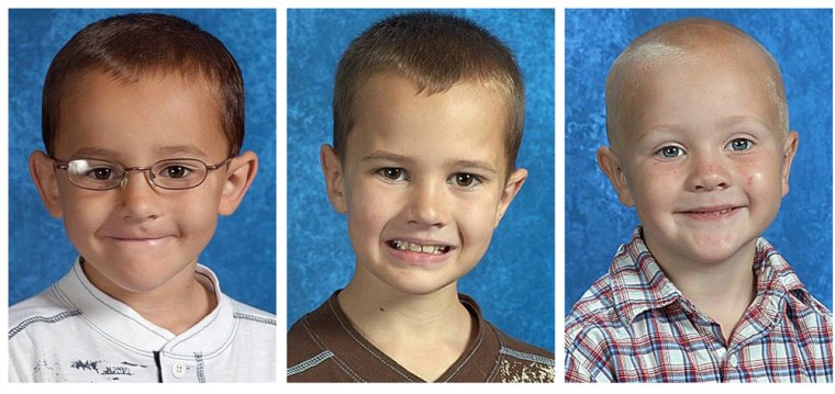 Image: This combo made with undated photos provided by The National Center for Missing & Exploited Children shows, from left, Alexander Skelton, 7 Andrew Skelton, 9, and Tanner Skelton. 5.