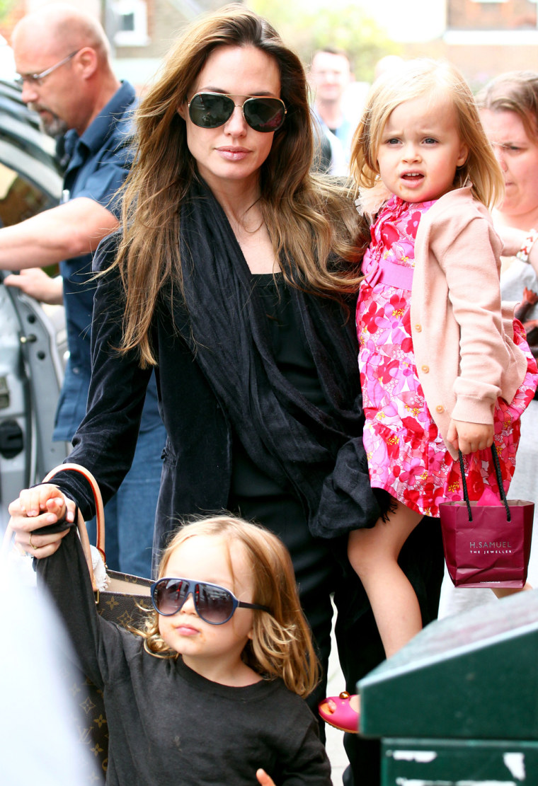 Jolie took all six children, including twins Knox and Vivienne, to see \"Harry Potter and the Deathly Hallows, Part 2,\" in London on July 22, 2011.