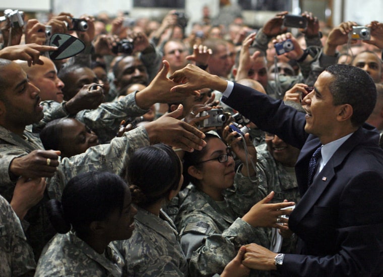 Images: U.S. President Barack Obama greets troops at Camp Victory in Baghdad