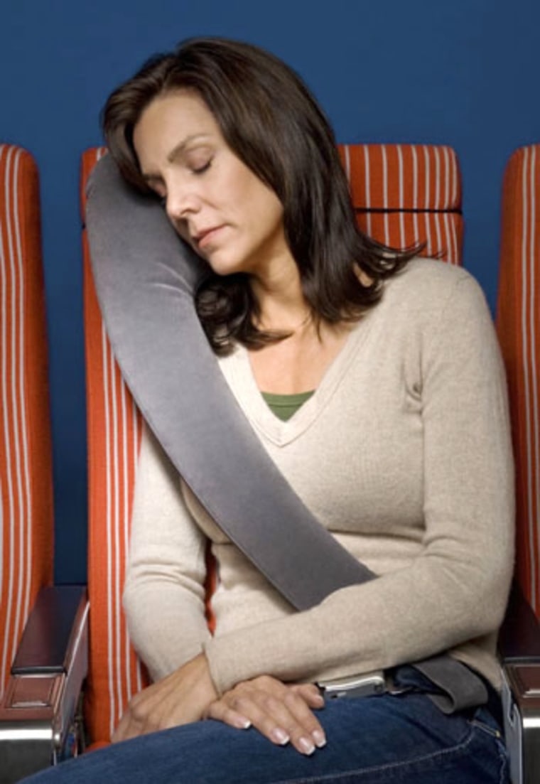 John Mittelstadt had his fill of frustrations when trying to sleep on airplanes. He tied his pillow to the back of his seat with shoelaces, an idea that eventually evolved into the TravelRest pillow, pictured.