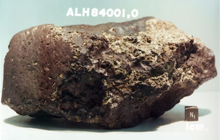 The Mars meteorite ALH84001 shown here has been a source of controversy since its discovery in 1984.