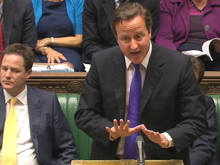 Britain's Prime Minister David Cameron speaks to parliament  (Reuters TV)