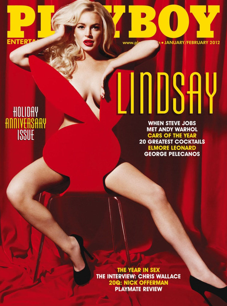 Image: Publicity photo of actress Lindsay Lohan posing for cover of Playboy Magazine