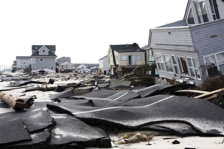 Image: Streets damaged during Hurricane Sandy are seen in Ortley Beach