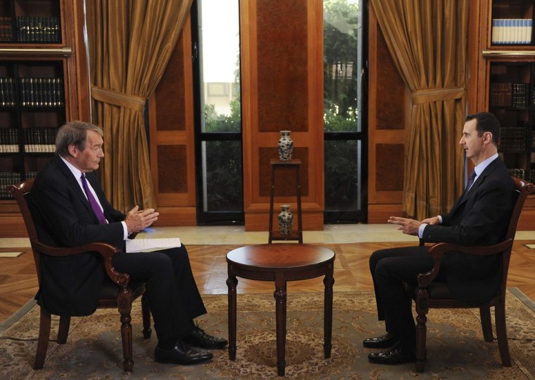 Image: \"CBS This Morning\" co-host Charlie Rose interviews Syrian President Bashar al-Assad at the Presidential Palace in Damascus
