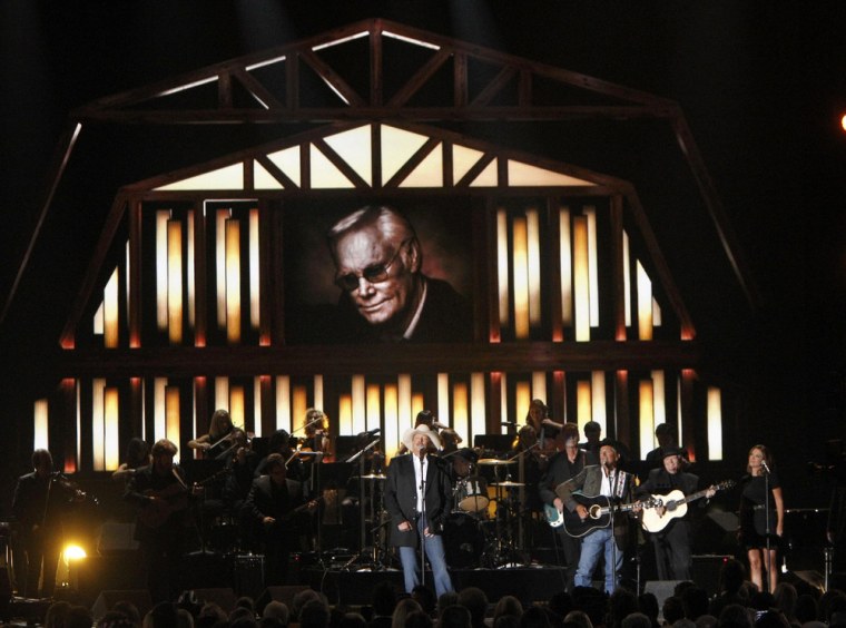 Image: Jackson and Strait perform \"He Stopped Loving Her Today\" as a tribute to the late George Jones at the 47th Country Music Association Awards in Nashville, Tennessee
