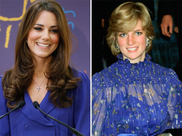 (left) Catherine, Duchess of Cambridge makes a speech during a visit to open The Treehouse Children's Hospice on March 19, 2012 in Ipswich, England.  (right) CPrincess Diana In Cardiff, Wales After Delivering A Speech In Welsh October 29, 1981.