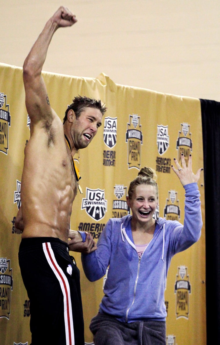 Image: Swimmer Matt Grevers after proposing to Annie Chandler