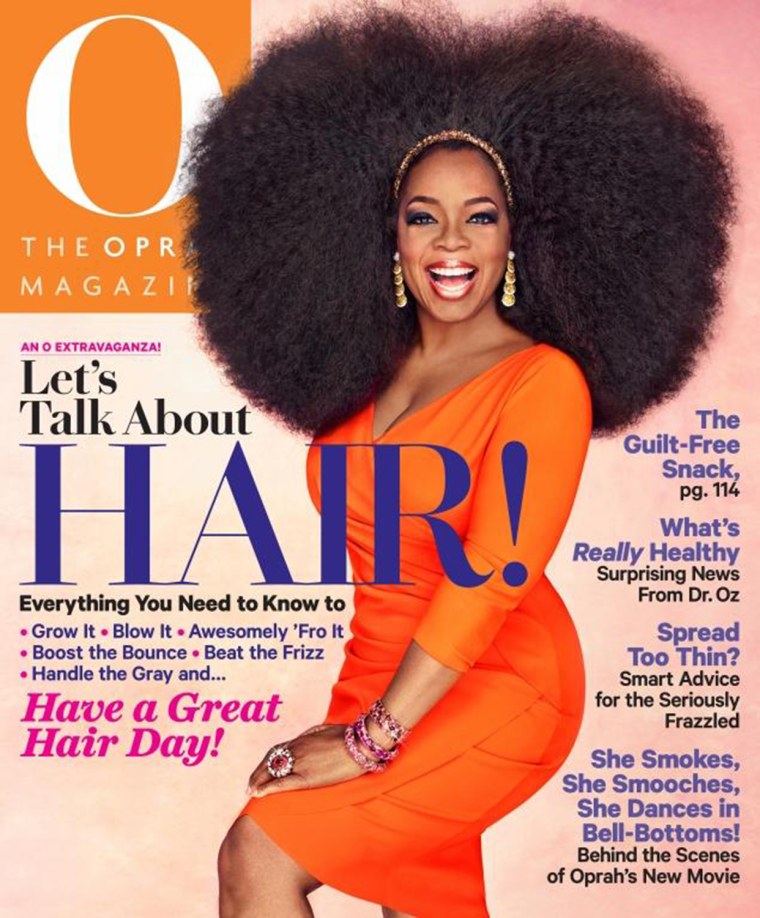 Oprah Winfrey dons a 3.5 pound wig on the September 2013 cover of O Magazine.