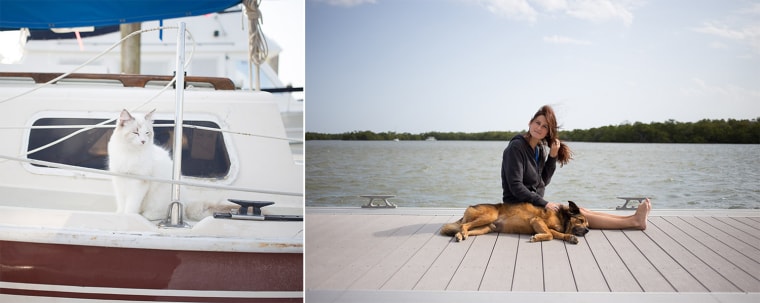 Katie Smith, of Grand Haven Michigan, currently lives on a 27-foot sailboat with her dog Reggie and her cat Bird in Florida. The team have traveled from Michigan across the Gulf of Mexico and are en route to the Bahamas.