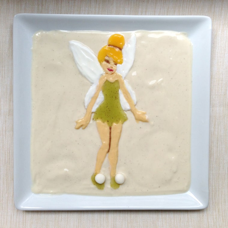 Tinkerbell is the cutest fairy, I always loved her! Tink is made of yogurt and fruit puree. March 5, 2014.