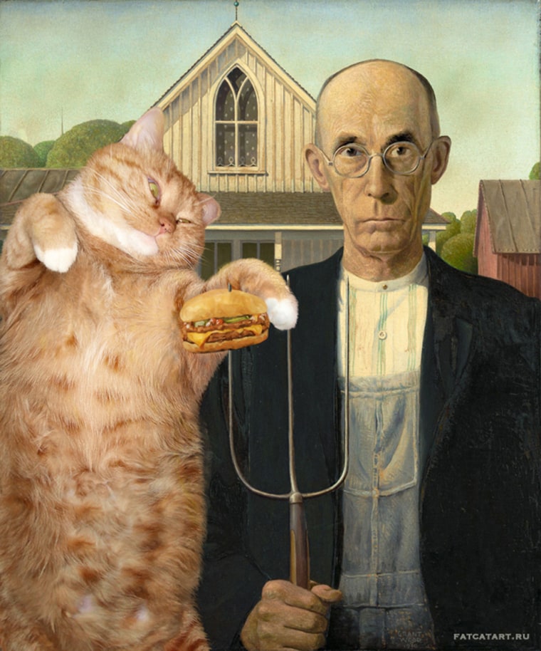 American gothic behind Ameri-cat politics? Grant Wood, American Gothic. I can has cheeseburger?