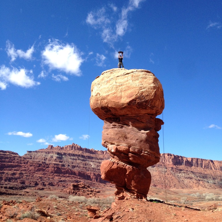 Summit of Devil's Golfball, it's an aid climb down near Moab.