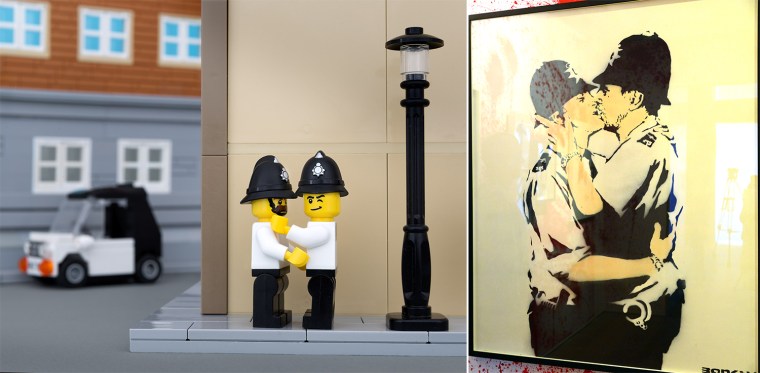 Lego Banksy \"Kissing Coppers\"; The police are enthusiastic supporters of stop-and-frisk policies.