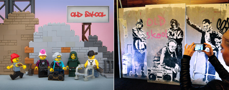 Bricksy Lego Diorama of Banksy's Old Skool Thugs for Life.; You never really know who your future self is going to be. It's probably better that way.