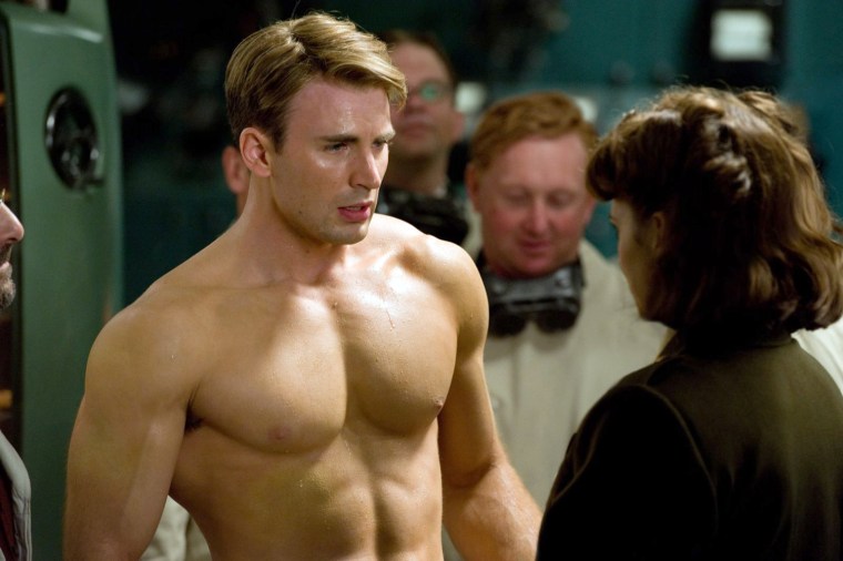 Chris Evans as Steve Rogers / Captain America and Hayley Atwell as Peggy Carter in Paramount Pictures' Captain America: The First Avenger. Photo Credit: Jay Maidment. © 2010 MVL Film Finance LLC.