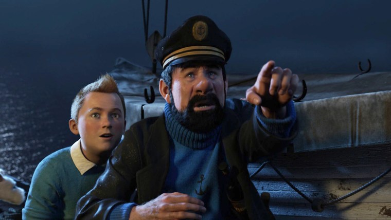 Left to right: Captain Haddock (Andy Serkis) and Tintin (Jamie Bell) in THE ADVENTURES OF TINTIN, from Paramount Pictures and Columbia Pictures in association with Hemisphere Media Capital. Photo credit: WETA Digital Ltd. (c) 2011 Paramount Pictures. All Rights Reserved.