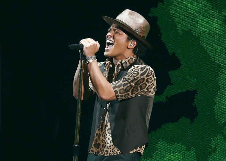 Image: File of Bruno Mars performing during the 2013 MTV Video Music Awards in New York