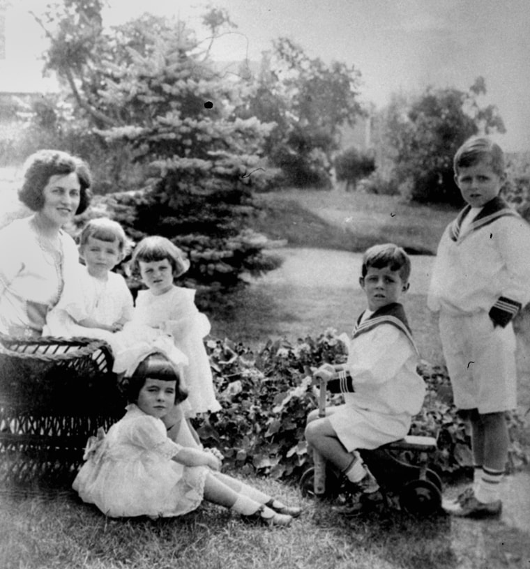 Young John F. Kennedy, his brother and three sisters are shown in 1923 with his mother, Rose Kennedy, in a picture from the Kennedy family album.  The children are, from left, Eunice, Kathleen, Rosemary, John, and Joseph, Jr.  (AP Photo/Kennedy Family Album)
