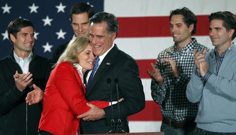 Image: Mitt Romney And Supporters Attend Caucus Night Event