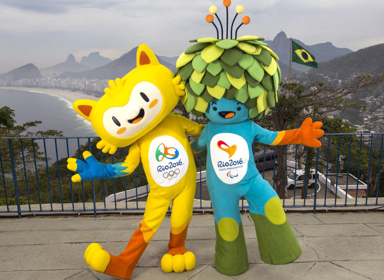 Image: Handout shows the unnamed mascots of the Rio 2016 Olympic and Paralympic Games during their first appearance in Rio de Janeiro