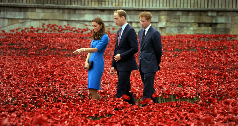 Duke And Duchess Of Cambridge And Prince Harry Visit Tower Of London's Ceramic Poppy Field