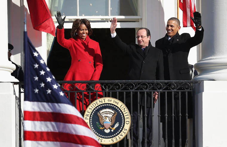 Image: President Obama And First Lady Welcome French President  Hollande To The White House