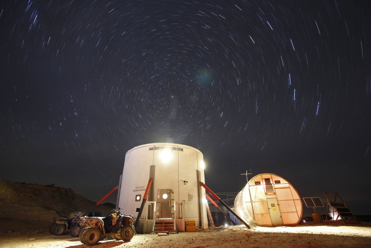Image: A view of the night sky above the Mars Desert Research Station is seen outside Hanksville in the Utah desert
