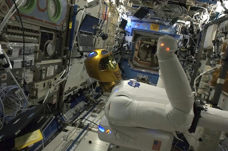 Image: Handout photo of Robonaut 2, the first humanoid robot in space onboard the International Space Station