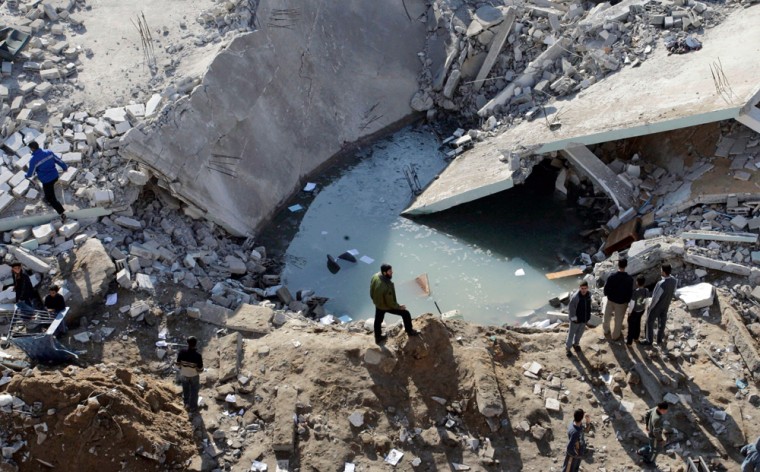 This Gaza City building used by Hamas was hit in an Israeli missile strike Friday.