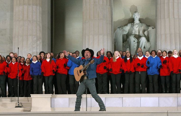 Country music singer Garth Brooks performs during the We Are One - Inaugural Celebration at the Lincoln Memorial in Washington