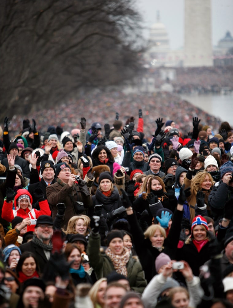 Large crowd attends the \"We Are One: Opening Inaugural Celebration\" at the Lincoln Memorial in Washington
