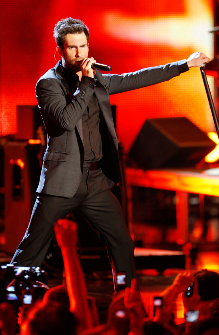 Singer Levine of the Maroon 5 performs during Neighborhood Inaugural Ball in Washington