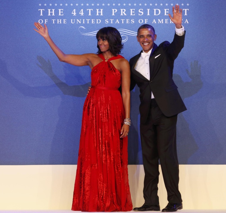 Image: U.S. President Barack Obama and first lady Michelle Obama arrive at the Inaugural Ball in Washington