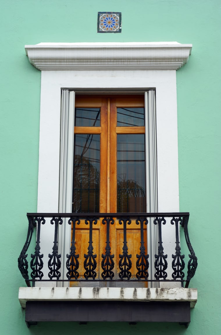 Embellished balcony door in Old San Juan Puerto Rico