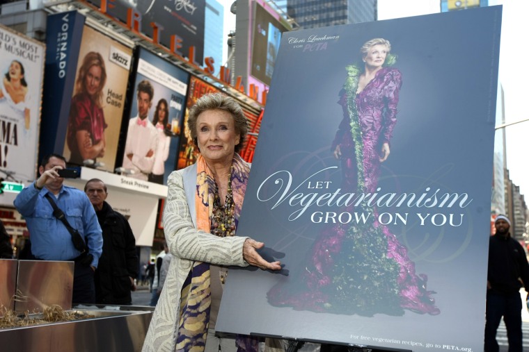 Cloris Leachman Unveils Her New PETA Ad In Times Square