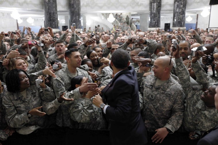 Image: President Obama with troops in Iraq