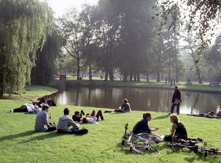 Undated file picture shows the Vondelpark in Amsterdam. Dog owners in Amsterdam are angry after the city legalised public sex in one of the city's most famous parks.Councillors agreed that heterosexual and gay couples could have sex in the Vondelpark which has ten million visitors a year. But they promised to clampdown on dog owners who let their pets walk in the park without a lead. AFP PHOTO netherlands out - belgium out (Photo credit should read Barbara Opitz/AFP/Getty Images)