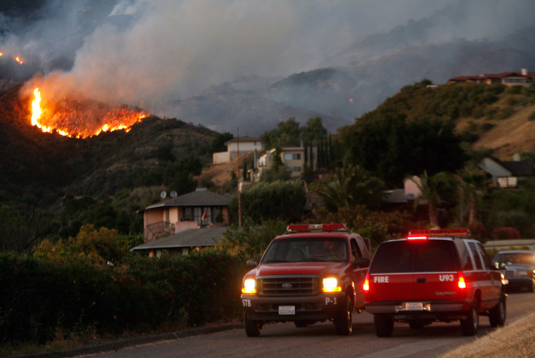 The Jesusita wildfire threatens residences in the hills off San Roque Road on Wednesday in Santa Barbara