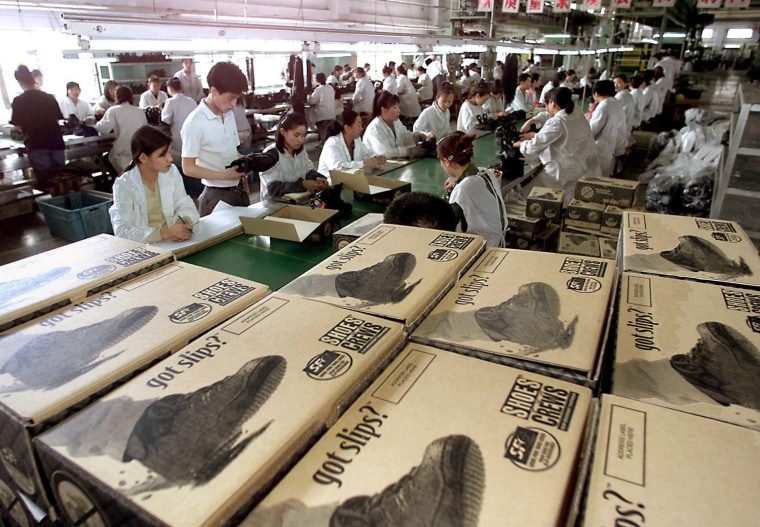 Workers at a Chinese state-owned factory in Shenya