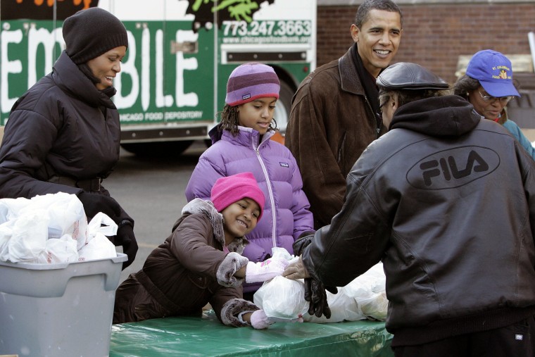 Obama Visits Church Food Bank