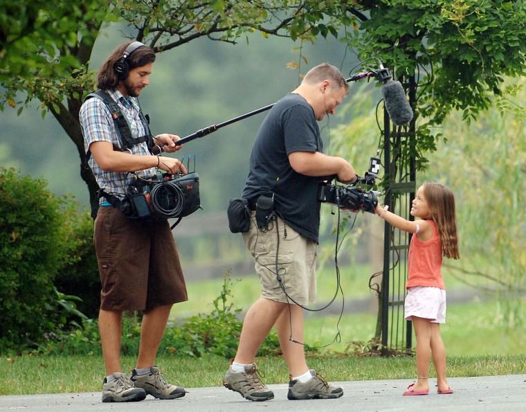 TLC Crew film more of The Gosselin Children in the yard in Reading, PA
