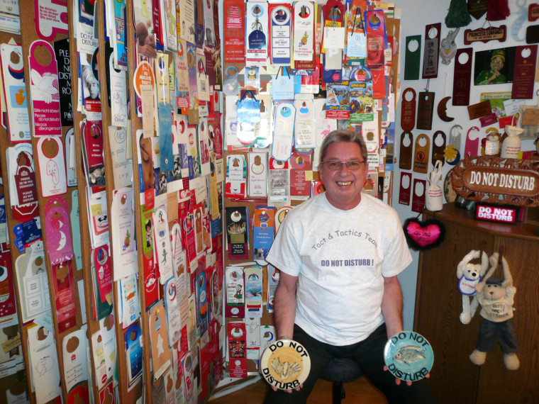 Jean-François Vernetti (Switzerland) has collected 8,888 different 'Do Not Disturb' signs from hotels in 189 countries across the world since 1985.