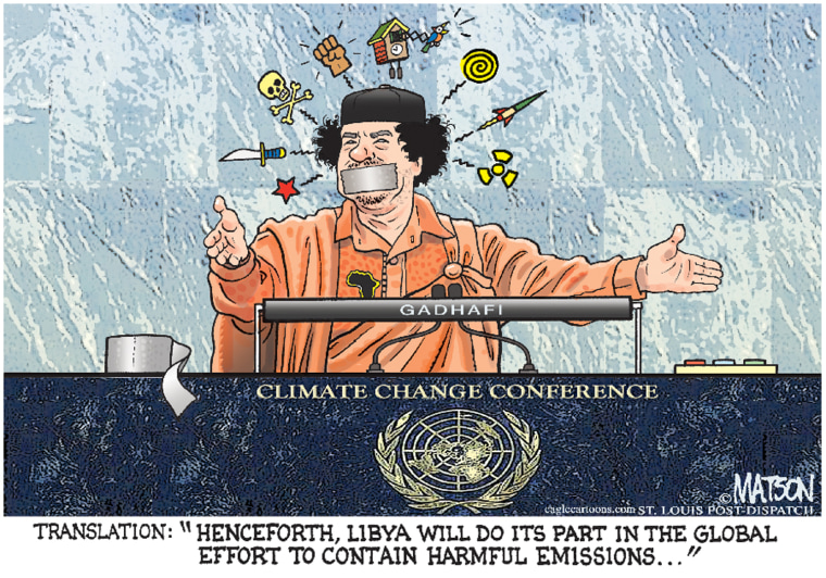 Libyan leader Muammar Gaddafi addresses the 64th United Nations General Assembly at the U.N. headquarters in New York