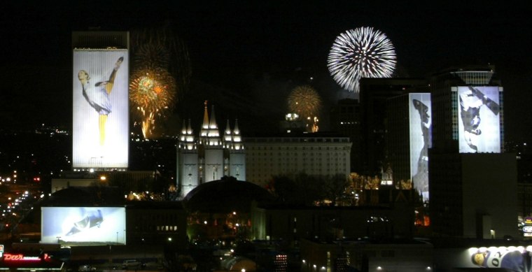 Fireworks light up the skyline over Salt Lake City
