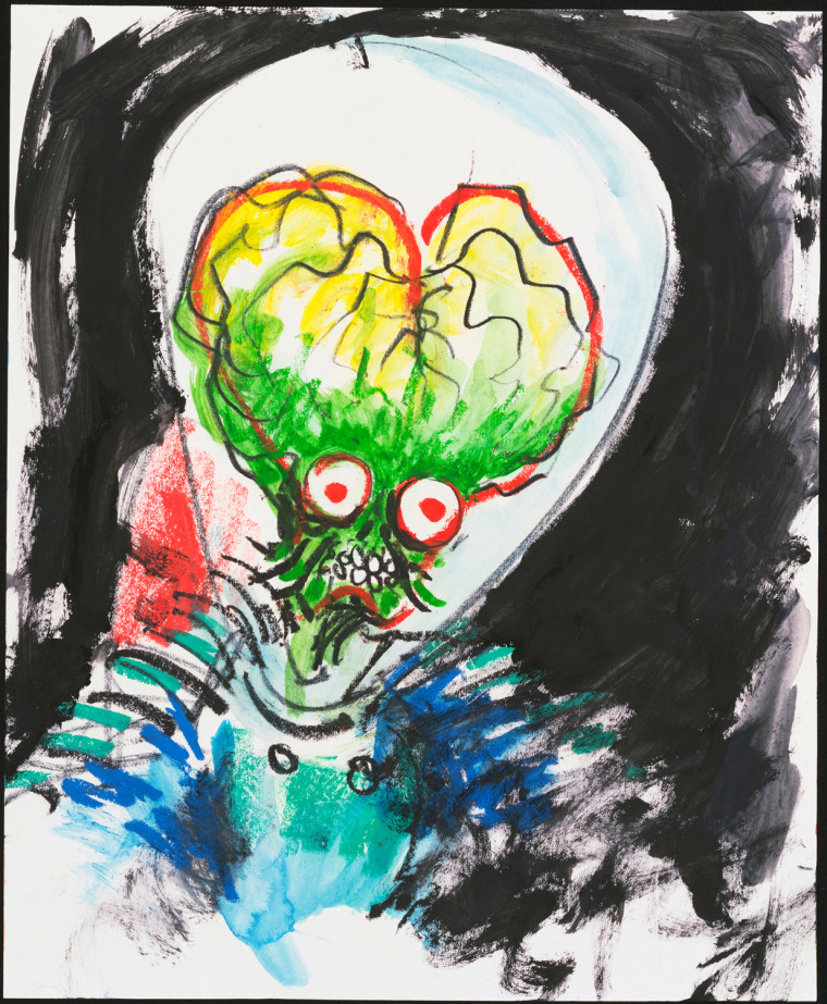 Tim Burton. (American, b. 1958)
Untitled (Mars Attacks!). 1995
Watercolor and pastel on paper, 17 x 14\" (43.2 x 35.6 cm).
Private Collection. 
Mars Attacks © Warner Bros.
© 2009 Tim Burton