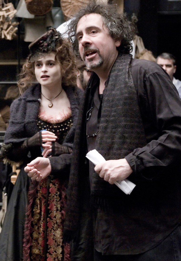 Sweeney Todd (2007)
Directed by Tim Burton
Shown: Director Tim Burton with actress Helena Bonham Carter (playing Mrs. Lovett)
© Paramount
Photo: Leah Gallo