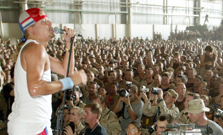 Singer Kid Rock performs for US troops a