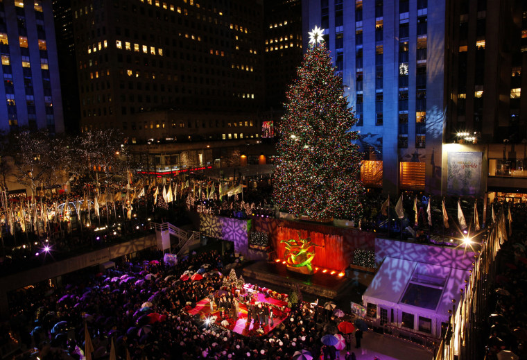 Image: The 77th annual Rockefeller Center Christmas Tree is pictured after the lighting ceremony in New York