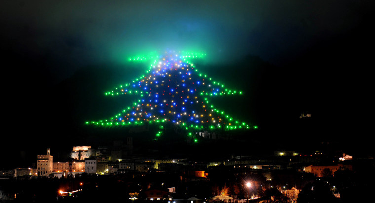 Image: Christmas lights on Mount Ingino